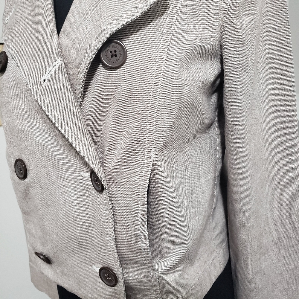 GAP Double Breasted Khaki Cropped Lightweight Jacket, Size Small - Picture 4 of 8